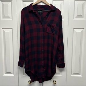 Rails Bianca Rosewood Navy Checkered Button Down Shirt Dress Size Medium